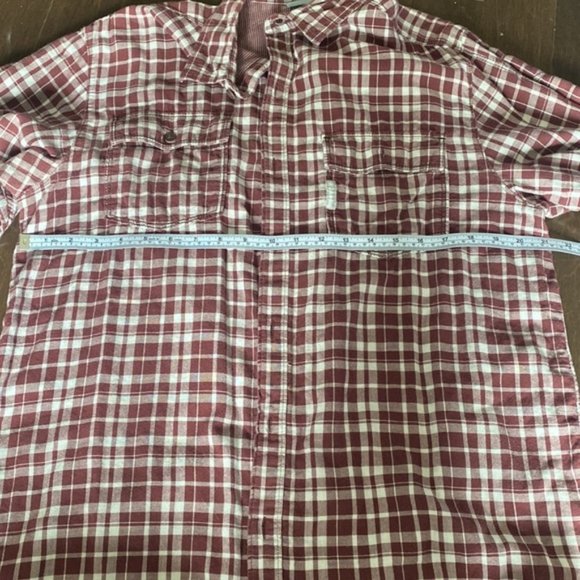 Columbia burgundy plaid button down shirt size large - Picture 2 of 6